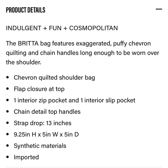 Steve Madden BBritta Black Puffy Bag with Black Chain - Picture 9 of 9